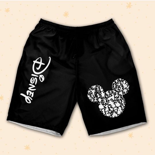 Discover Disney Logo Mickey Mouse Black Shorts JS