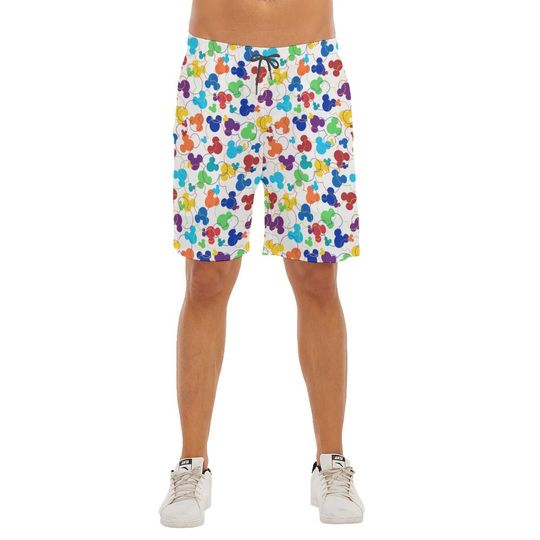 Disney Mickey Multicolor Rainbow Men's Beach Shorts , trunks - Add Fun and Color to Your Beach Look