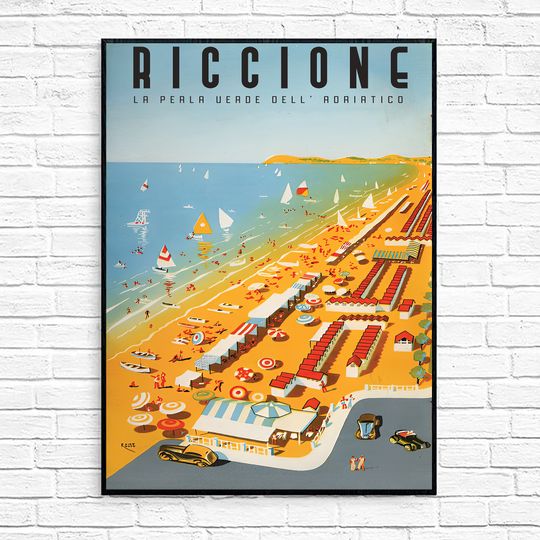 Vintage Poster - Riccione. The green pearl of the Adriatic - Nico Rosso - 1939 Canvas