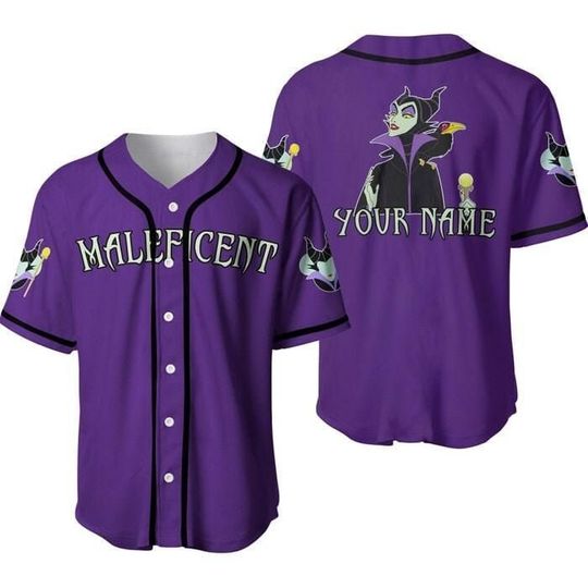 Evil Queen Maleficent Black Purple | Disney Unisex Cartoon Custom Baseball Jersey