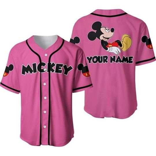 Mickey Mouse Black Pink | Disney Unisex Cartoon Custom Baseball Jersey