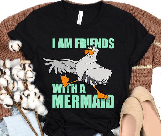 Disney The Little Mermaid Scuttle Friends with a Mermaid T-Shirt,Disneyland Epcot Family Vacation Birthday Shirt