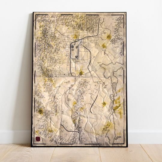 Falllout: New Vegas Hand Drawn Map Premium Matte Vertical Poster