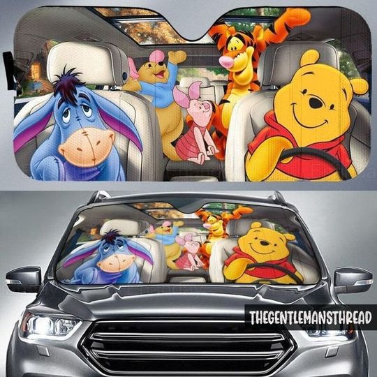 Eeyore Tigger Winnie Pooh Car Sun Shade, Disney Piglet Sun Visor Car, Funny Cartoon Auto Sunshade