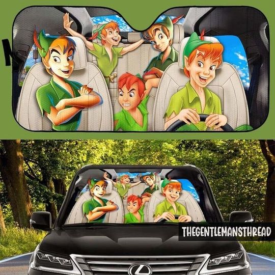 Peter Pan Disney Car Sun Shade, Disney Driving On Car Sun Shade, Disney Cartoon Auto Sunshade