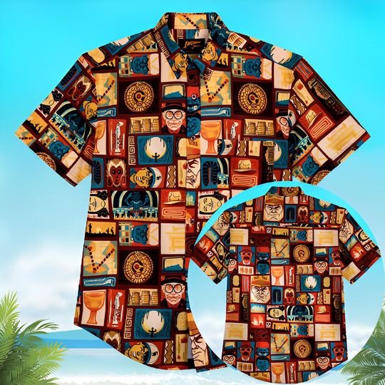 Indiana Jones Hawaiian Shirt, Vintage Disney Merch