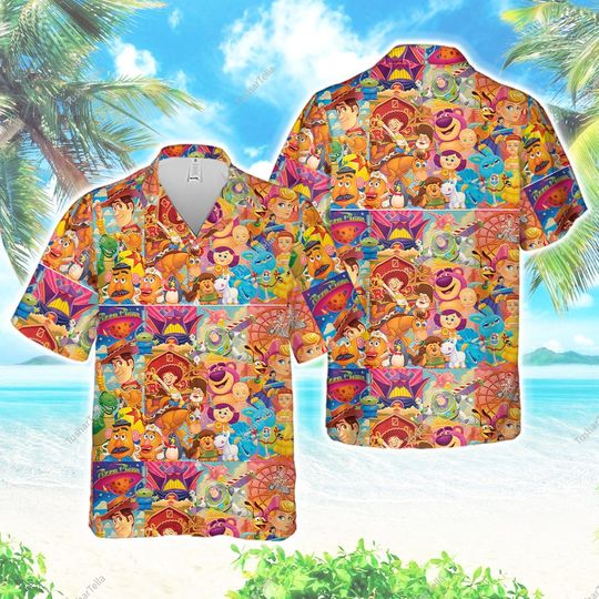 Toy Story Friends Hawaiian Shirt, Woody Buzz Lightyear Tropical Hawaiian Shirt
