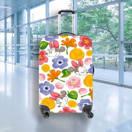 Mini Mouse Summer Flower Luggage Cover, Disney Mouse Travel Luggage Cover, Personalized Luggage cover