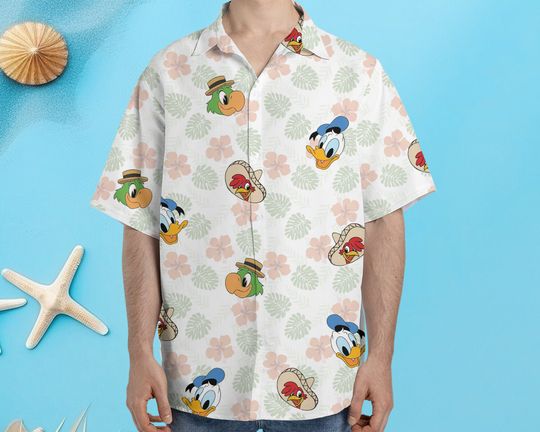 Discover Disney Three Caballeros Floral Hawaiian Shirt