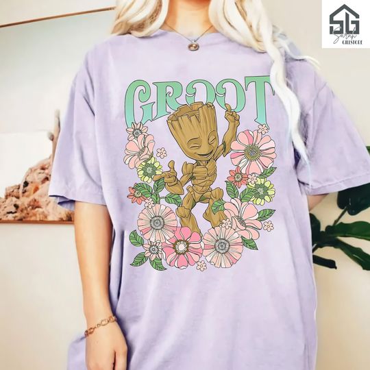 Marvel Guardians Of The Galaxy Groot Floral Dance Poster T-Shirt, Disneyland Vacation Trip Shirt