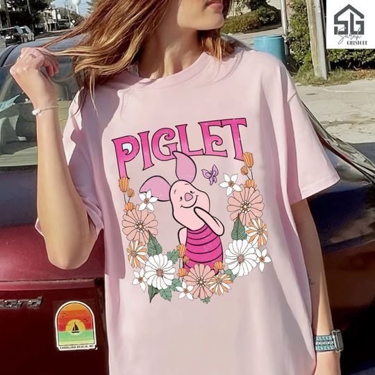 Retro Piglet Floral Winnie The Pooh , Disney Winnie The Pooh Tee, Disney Family Vacation