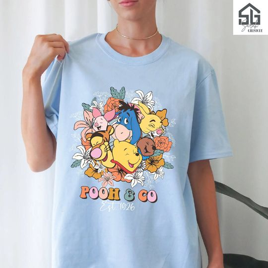 Vintage Winnie The Pooh Flower Shirt, Disney Winnie The Pooh Characters Shirt