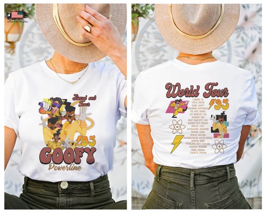 Retro Goofy Stand Out World Tour 95 Shirt, Vintage Disney Powerline T-shirt, Goofy a Movie tshirt