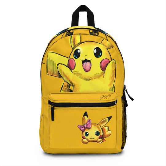 Pika Girl Yellow Kids Shool Backpack, Colorful PKM Bag