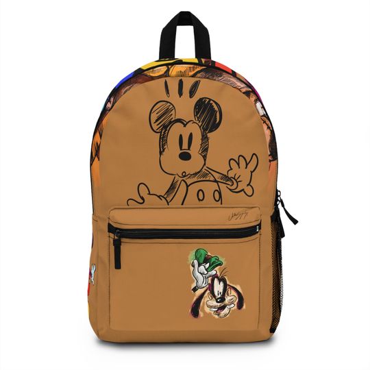 Mickey Mouse Brown Kids School Backpack, Colorful Disney Bag