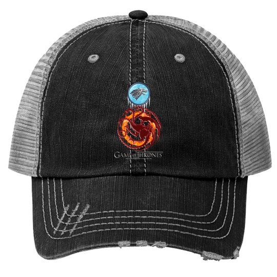 Game Of Thrones Targaryn Stark Logo Black Trucker Hats