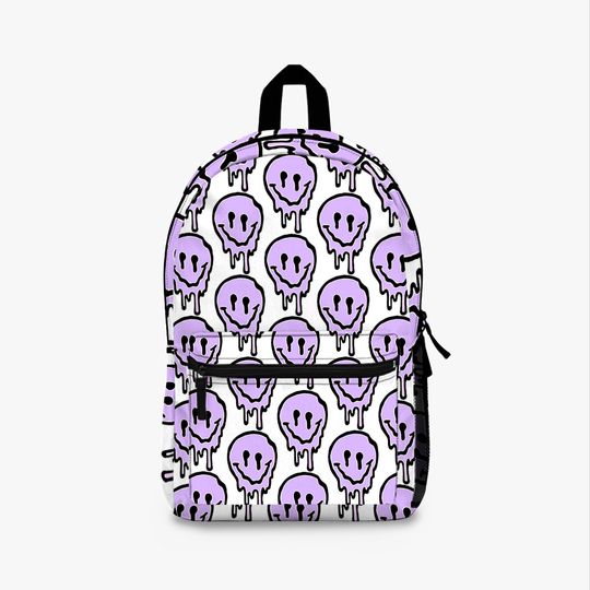 Lilac Drippy Smiley Face Backpack