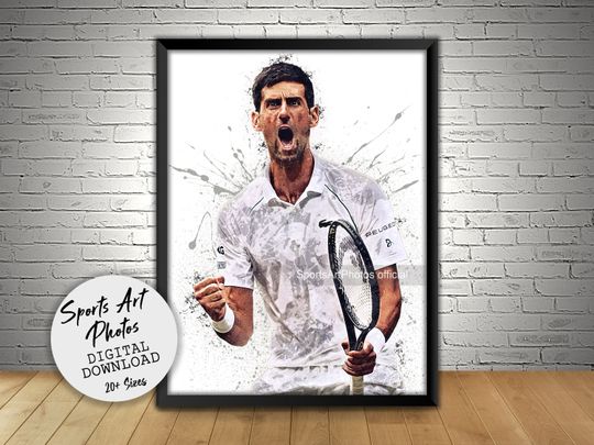 Novak Djokovic Poster, Tennis Wall Decor
