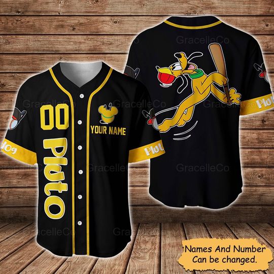 Personalized Pluto Baseball Jersey Shirt, Disney Pluto Custom Jersey Shirt