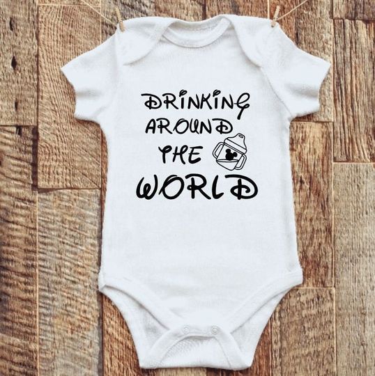 Drinking Around The World Onesie, Disney Onesie, Epcot Onesie, Epcot, Disney, Disney For Babies