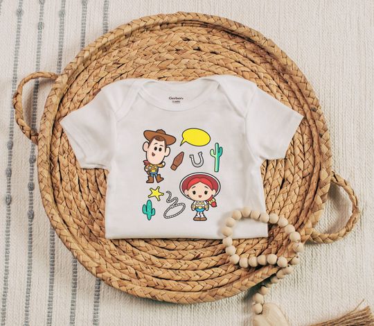 Jesse and Woody Baby Onesie, Jesse, Toy Story Baby, Woody, Toy Story Onesie, Toy Story, Disneyland Baby
