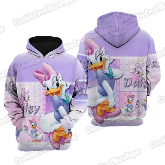 Personalized Daisy Duck Pullover Hoodie, Daisy Duck Shirt, Custom Disney Daisy Duck Hoodie