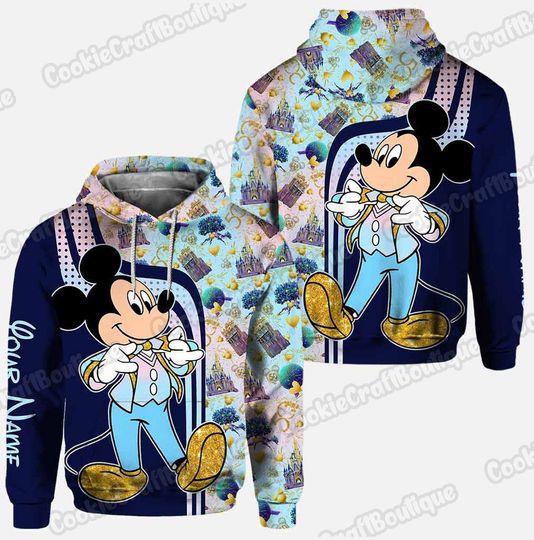 Custom Mickey Mouse Pullover Hoodie, Personalized Disney Mickey