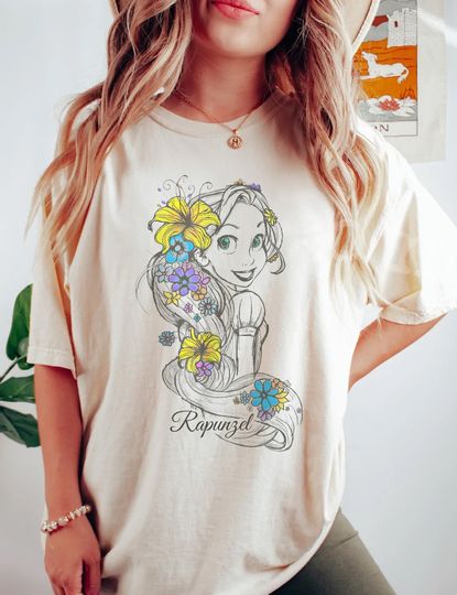 Retro Disney Tangled Rapunzel Floral T Shirt