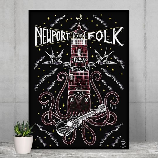 1959 Newport Folk Festival Vintage Advertisement Gig Poster