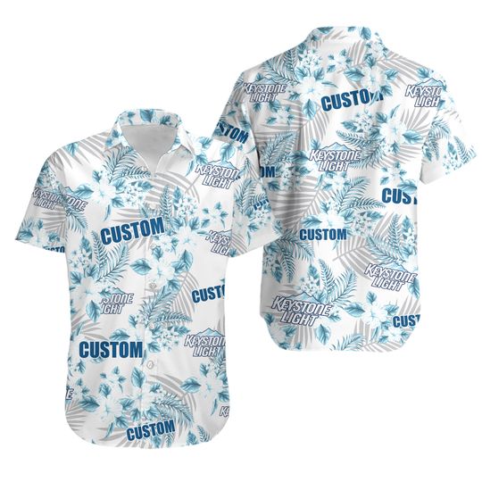 Personalized Keystone Light Hawaiian Flowers Pattern  Shirt