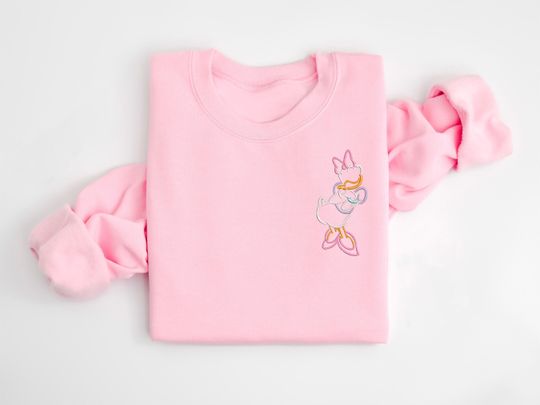 Daisy Embroidered Crewneck Crew, Disney embroidered Crew