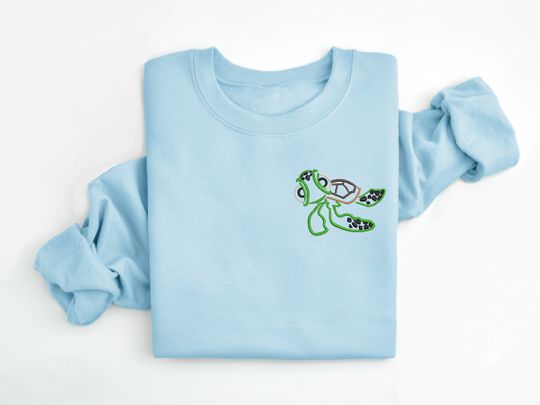 Disney Finding Nemo embroidered Crewneck Crew, Sea Turtle sweatshirt