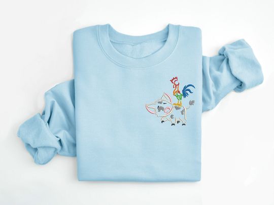 Moana Pua & Hei Hei embroidered Crewneck, Disney embroidered sweatshirt, Moana crewneck, Disney Sweatshirt, Disney Crew, Disney Crewneck