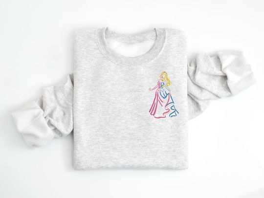 Aurora embroidered Crewneck, Disney embroidered sweatshirt, Sleeping Beauty crewneck, Disney Princess sweatshirt, Women's Disney crewneck