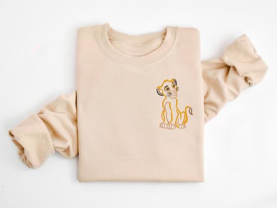 Lion King Simba Embroidered Crewneck, Disney embroidered sweatshirt