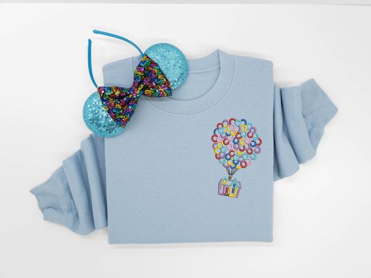 Disney Up House Embroidered Crewneck, Disney embroidered sweatshirt
