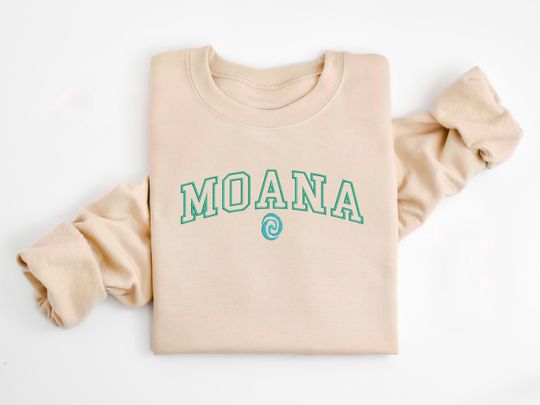 Moana embroidered Crewneck Crew, Disney embroidered sweatshirt
