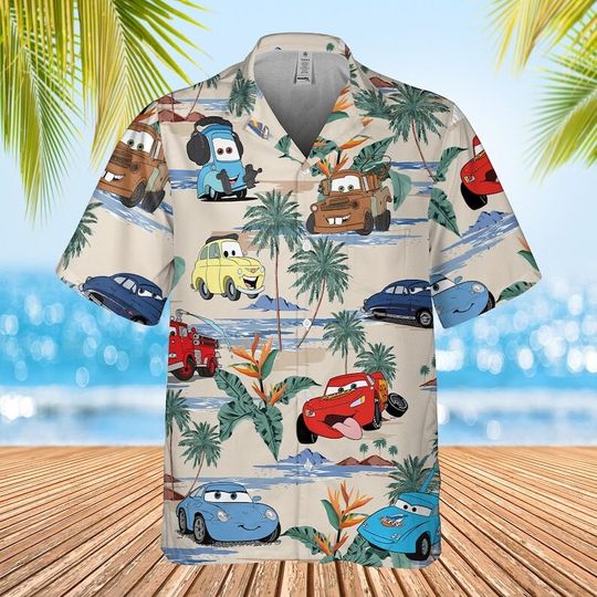 Discover Cars Hawaiian Shirt, Lightning McQueen Doc Hudson Summer Hawaiian