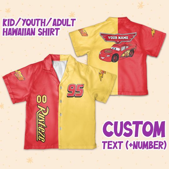Discover Personalize Lightning Mcqueen Racing champion Speed Red Yellow Bl Hawaiian Shirt