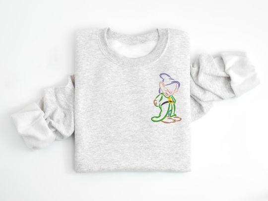 Dopey Embroidered Crewneck Crew, Disney embroidered sweatshirt, Disney Snow White Sweatshirt, Disney Crew, Disney Crewneck