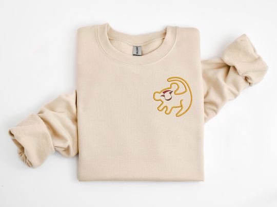 Simba embroidered Crewneck, Lion King sweatshirt, Simba Quarterzip, Simba sweatshirt, Disney Sweatshirt, Disney sweater, Disney Crewneck