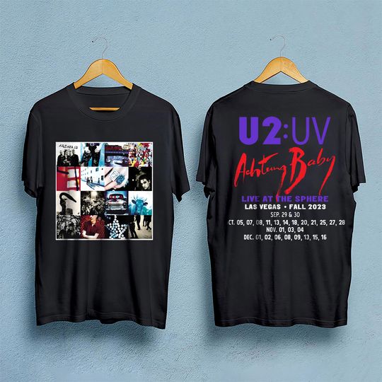 U2 Rock Band Warning Baby Live at Sphere Las Vegas Tour 2023 T-Shirt