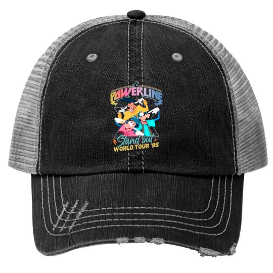 Retro Disney A Goofy Movie Powerline World Tour 95' Trucker Hats, A Goofy Movie Trucker Hats, Vintage Disney Powerline