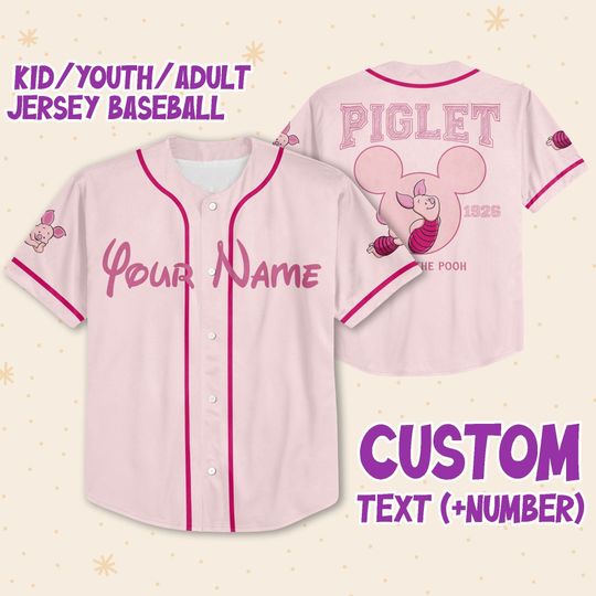 Personalize Winnie The Pooh Piglet Custom Baseball Jersey For Fans Disney