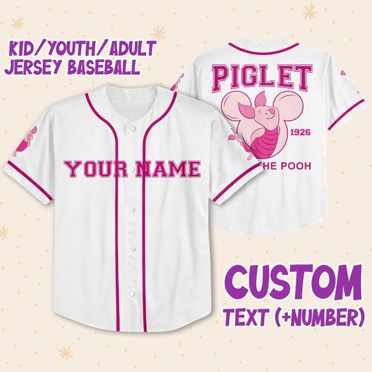 Personalize Winnie The Pooh Piglet Hundred Acre Woods Custom Baseball Jersey For Fans Disney