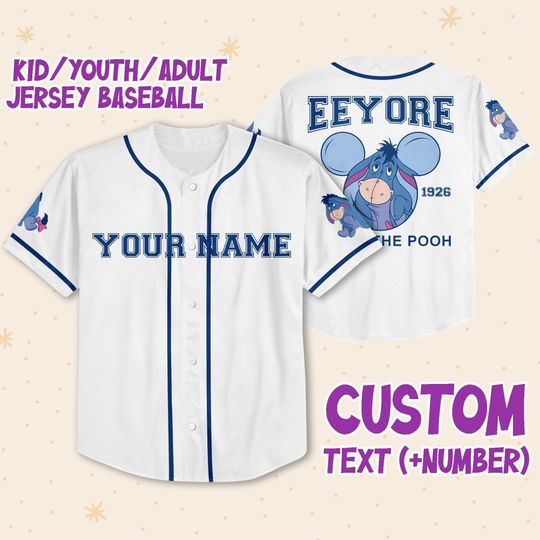 Personalize Winnie The Pooh Eeyore Hundred Acre Woods Custom Baseball Jersey For Fans Disney