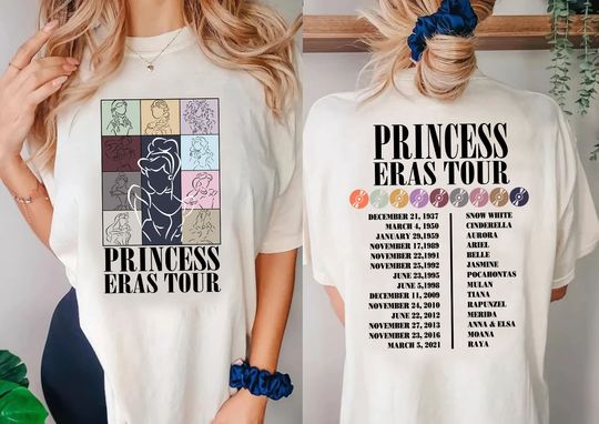 Princess Eras Tour Double-Sided Shirt, Disney Princess Shirt