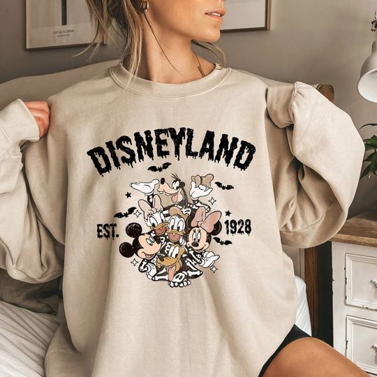 Vintage Disneyland Halloween Sweatshirt, Mickey And Friends Halloween Sweatshirt