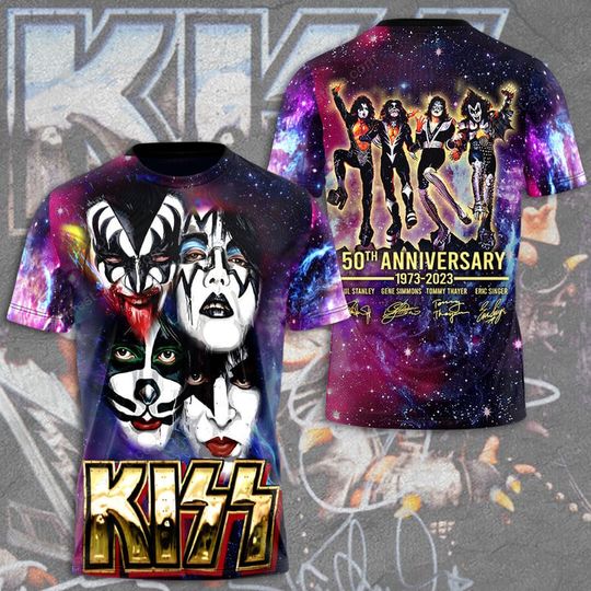 Kiss Band 50th Anniversary 1973-2023 Signature 3D T-Shirt