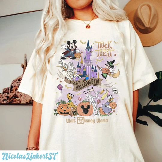 Retro Disney Halloween 2023 Shirt, WDW Trick or Treat Shirt, Mickey and Friends Shirt